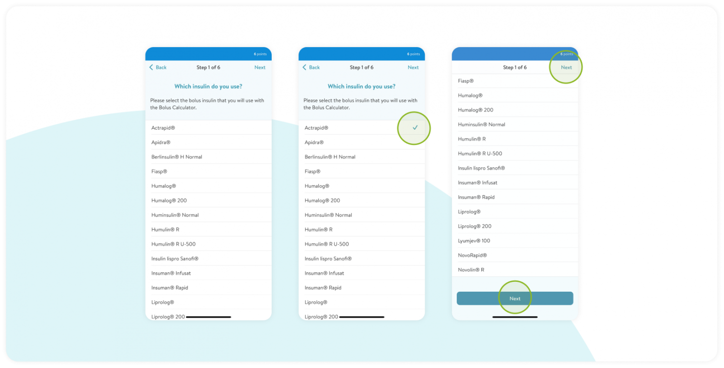 Insulin selection for the Bolus Calculator