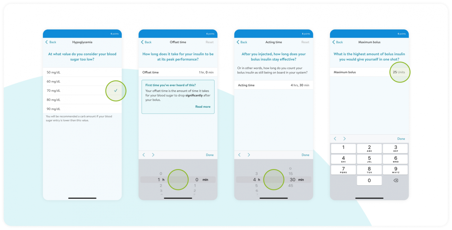 mySugr Bolus Calculator Settings