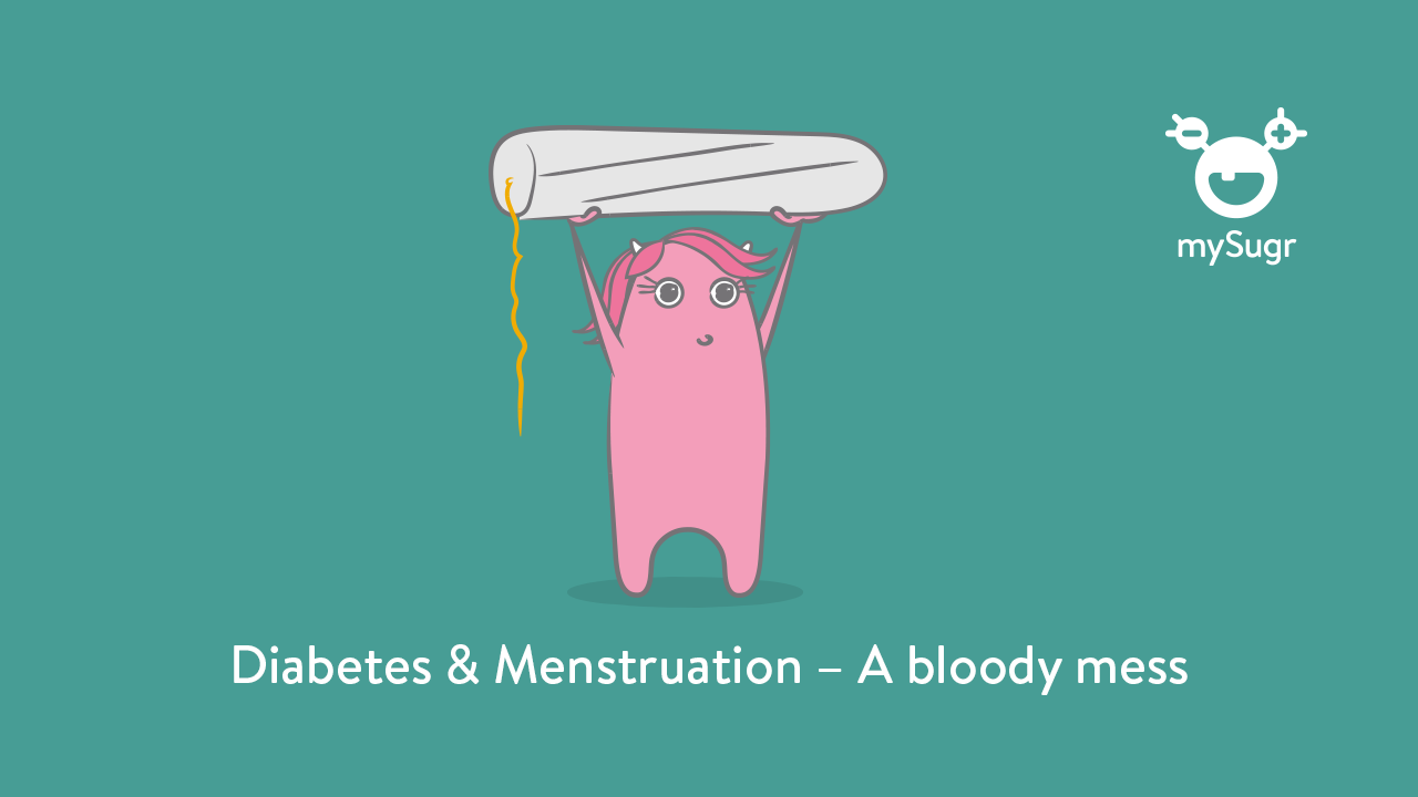 Pink monster illustration holding a tampon