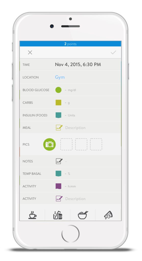 mySugr Logbook New Entry Screen