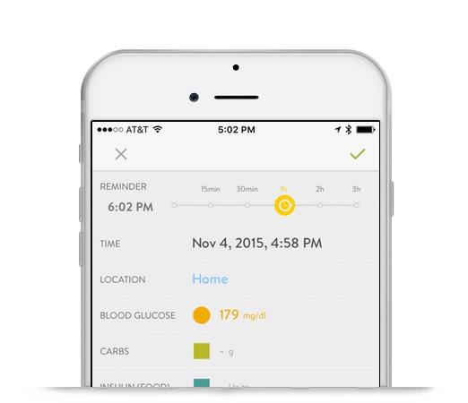 Screenshot of mySugr Logbook Reminders