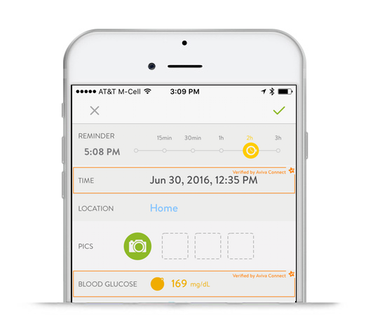 mySugr BG Reminder screen