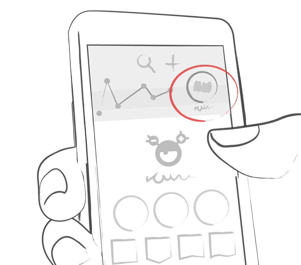 Sketch showing mySugr Logbook's estimated HbA1c feature