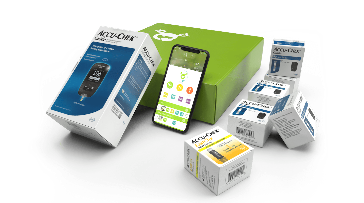 Patients Starter Kit: Connected BG Meter, Test Strips, Lancing Device, Lancets (Phone not included)
